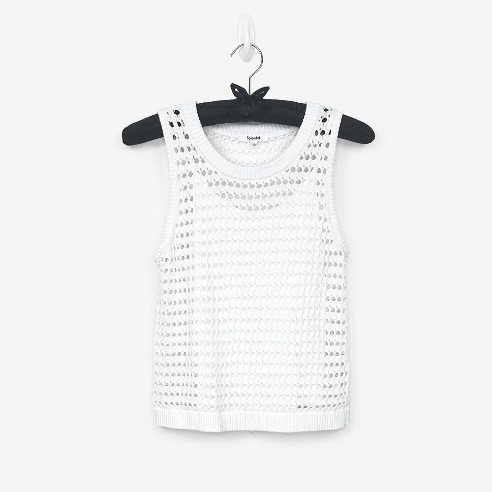 Splendid Asher Sweater Tank Size S White Cotton Minimalist Coastal Resort Summer